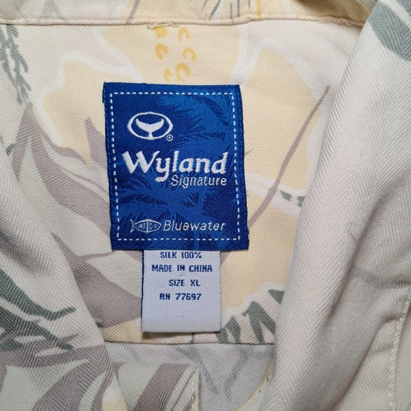 Wyland Signature Shirt Mens XL Silk Hawaiian Button Up Short Sleeve Casual - Picture 5 of 8